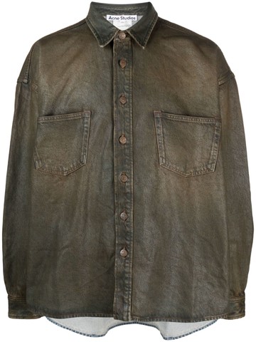 Acne Studios - wax-coated denim shirt jacket - men - Organic Cotton - XL-XXL - Neutrals