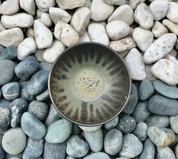 手工柴燒墨綠陶燒碗 陶碗 餐碗 湯碗 茶碗 餐具 茶湯碗 飯碗