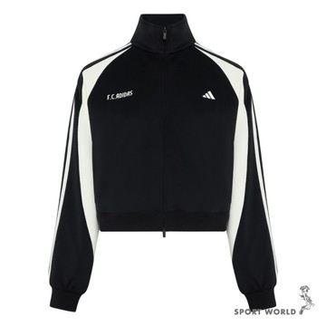 Adidas 立領外套 女裝 寬鬆 雙向拉鍊 黑【運動世界】KZ4166