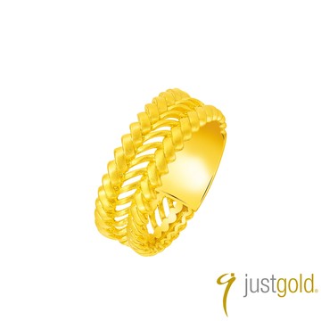【Just Gold 鎮金店】良緣．竹韻-寬 黃金對戒