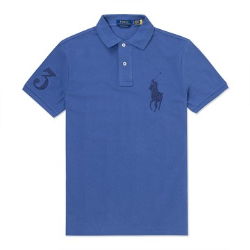 Polo Ralph Lauren RL 熱銷刺繡大馬短袖Polo衫-灰藍色
