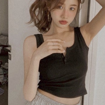 ZUCA”S - 韓版小眾性感鈕扣背心 上衣 小可愛 女裝 背心女 衣服  - V-222