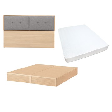 【顛覆設計】三件組 貓抓皮靠枕床頭片+6分床底+獨立筒床墊(雙人5尺)白梧桐色