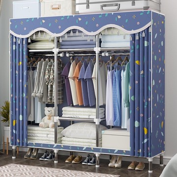 秒殺 限時優惠 品質保障 衣櫃 簡易衣櫃 收納櫃 組裝衣櫃 樂活時光 簡易衣櫃布衣櫃鋼管加粗加固組裝單雙人大號收納掛