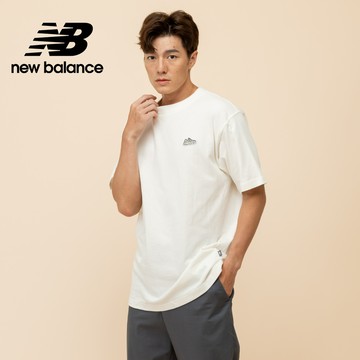 [New Balance]574刺繡布章短袖上衣_男性_米白色_MT51962SST