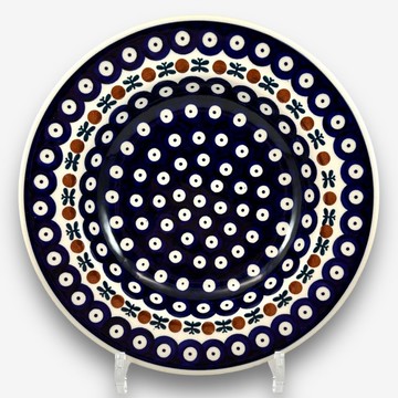 波蘭手繪手工陶-義麵盤 圓盤 深盤 24cm 孔雀眼系列 設計師款