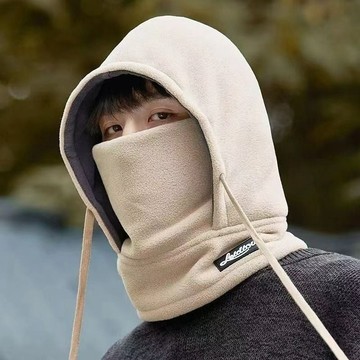 冬季電動車騎行帽子頭巾防風面罩保暖圍脖一體加絨防寒護耳頭套器