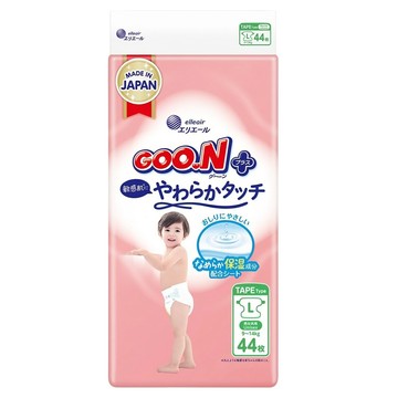 GOO.N 大王 日本境內版 SJ柔觸肌系列 黏貼型尿布 9~14kg  44片  L
