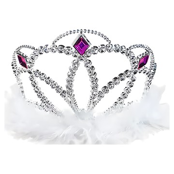 SUPER PARTY 派對城 塑膠皇冠 毛毛邊 鑲紫紅色寶石 成人兒童皆適用  1個  白色