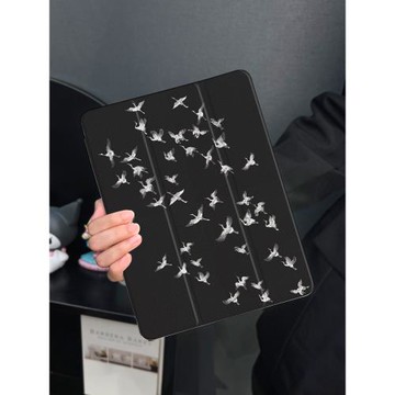 復古白鶴適用于ipad10保護套air6/4/3平板殼2025蘋果第九代13英寸10代mini6三折硅膠ipadpro11/12.9寸筆槽女