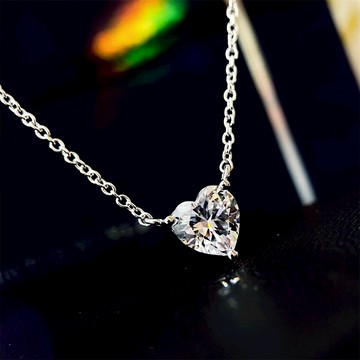 隔日到貨 海洋之心 2克拉 單鑽 莫桑鑽 愛心 項鏈 項鍊 鋯石 心形鑽石 N003