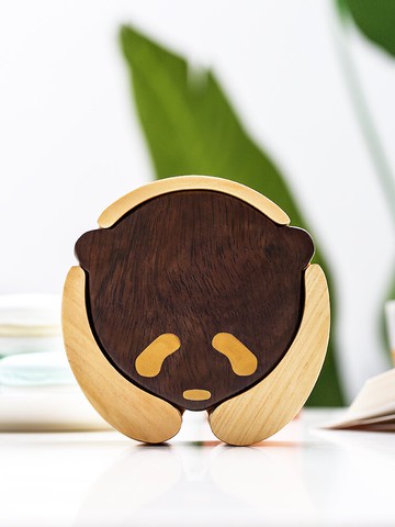 唐豐黑檀實木杯墊6個裝家用卡通可愛杯托功夫茶隔熱墊禪意茶藝墊