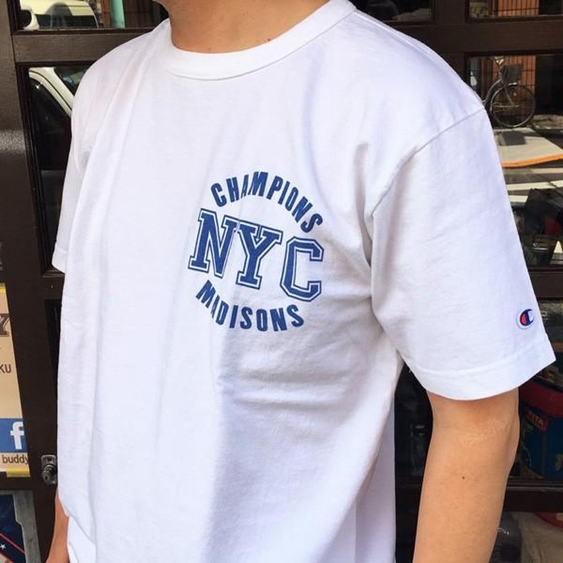 別注 チャンピオン Champion アメリカ製 白 Tシャツ T1011 MADE IN U.S.A. Tシャツ BUDDY別注 NYC  MADISONS ティーテンイレブン ホワイト WHITE アメカジ | LINEブランドカタログ