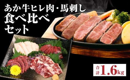 あか牛 ヒレ肉 800g(6枚前後) 馬刺し 300g 食べ比べ セット 計1.1kg