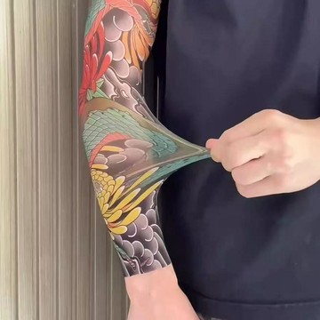 臺灣發貨>超薄無痕冰袖花臂紋身冰袖防嗮防紫外線袖套男女戶外騎行護臂袖套QPE