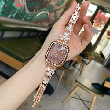 不鏽鋼金屬錶帶 適用 Apple Watch 9 8 7 6 SE 45mm 44mm 金屬錶帶 女款錶帶 蘋果手錶錶帶