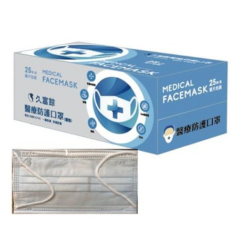 久富餘成人平面醫用口罩-雙鋼印-醫療藍25片/盒X4