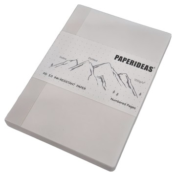 PAPERIDEAS A6 筆記本 188頁裸背 PD 3.0防洇紙 83度護眼紙 180度平攤  1本  點陣款 灰色