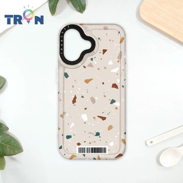 TRON iPhone 16 彩色幾何小磨石子B款 防摔太空載具殼 透白 軟硬 手機殼