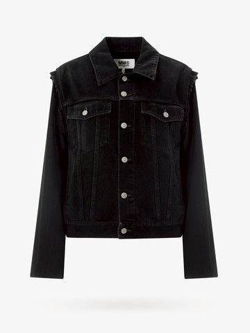 Black denim jacket with fabric sleeves - MM6 MAISON MARGIELA - gender_Woman