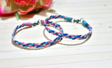 手編蠶絲蠟線素款 <格菱紋> //可以自選顏色//