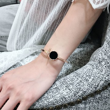 Quenby 時尚亮眼玫瑰金鈦鋼開口手環/手飾