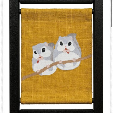 京都手繪亞麻畫框-北海道鼯鼠
