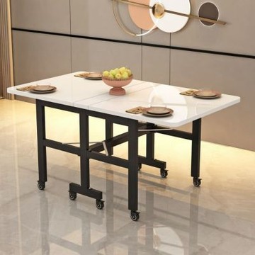 匠俱 免組裝簡易折疊餐桌 130x80cm 可移動折疊餐桌 多功能吃飯桌子 長方形餐桌
