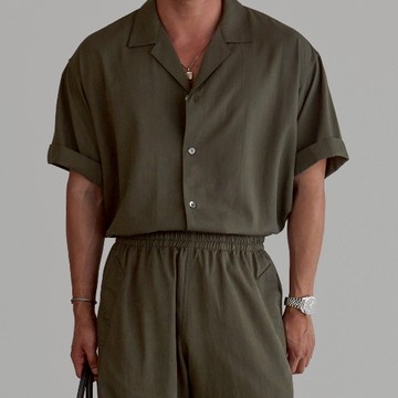 正韓休閒涼爽透氣開領短袖襯衫 3色 YUPPIE 預購商品 0805