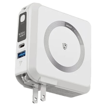 ANFAST 閃極 幻界 極磁多功能行動電源 10000mAh容量 20W雙孔輸出 自帶線設計 支持12N磁吸無線充電  AF-P10MS  白色