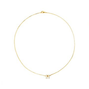 Hermes Mini Pop H 立體橢圓簍空項鍊(白/金)