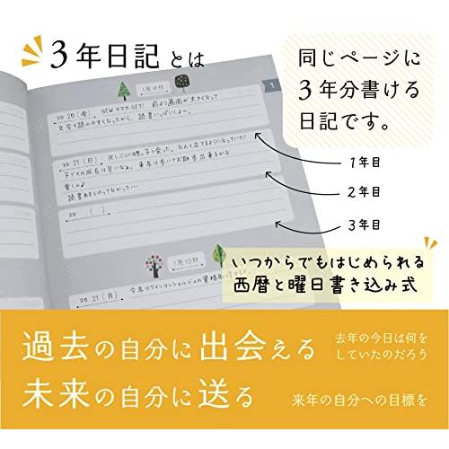 ノートライフ 3年日記 日記帳 b5 (26cm×18cm) 日本製 日付あり (いつからでも始められる) 開きやすい新PUR製本 (フルカラー、しお