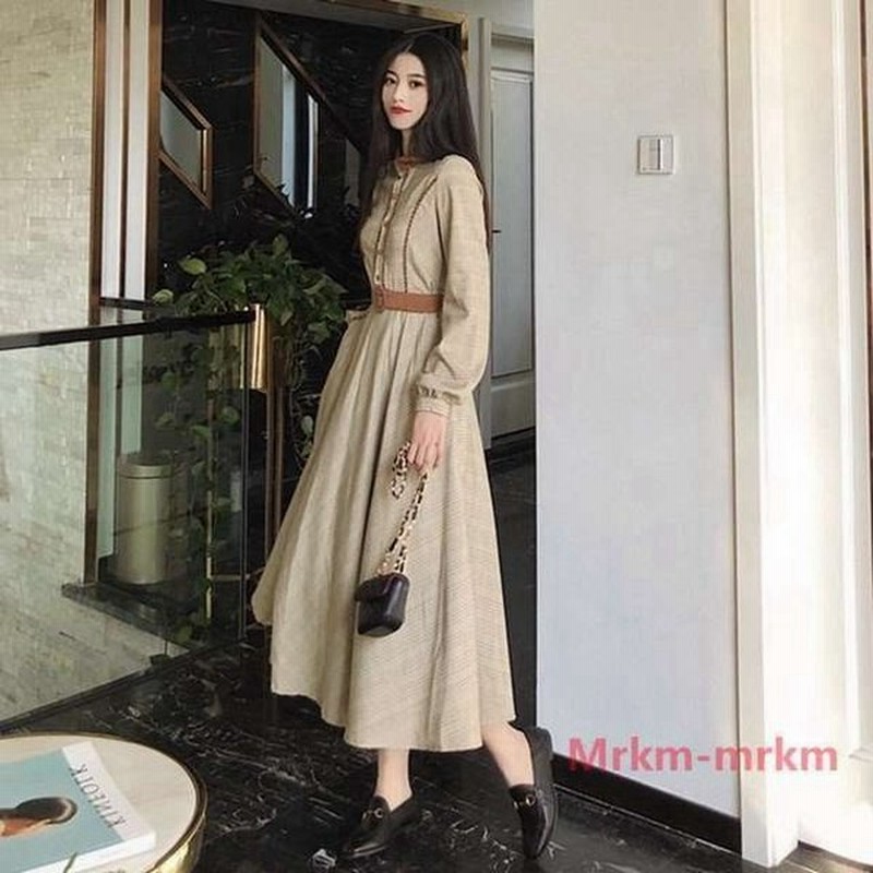 ロングワンピース 春 春夏 長袖 ワンピース 春 ロング 長袖 春新作ワンピース 春新作 レディース レトロ ワンピース 長袖 春 英国風ワンピース 通販 Lineポイント最大0 5 Get Lineショッピング