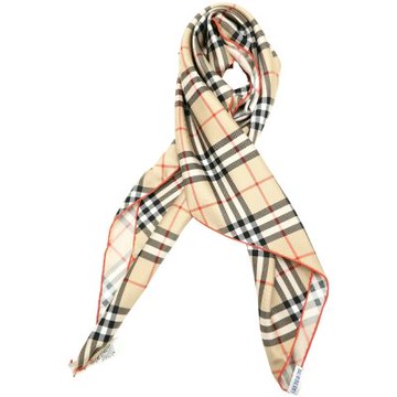 BURBERRY 巴寶莉 Check 復古格紋紅線框輕盈絲巾(90x90CM/卡其色)
