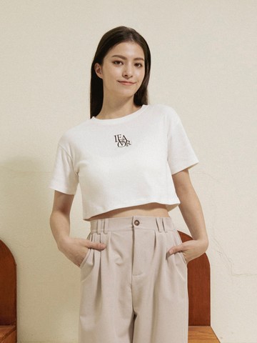 lover刺繡短版短袖上衣