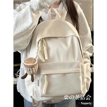 日系ins風校園休閑純色書包女 簡約百搭輕便背包高中大學生雙肩包