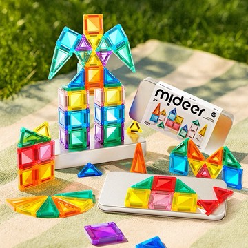 【OOYII吾憶】MiDeer多彩透光磁力片-mini外出盒裝組(42pcs)｜便攜磁力積木、外出吃飯、搭飛機神器、生日禮物、兒童禮物、聖誕禮物｜【快速出貨】