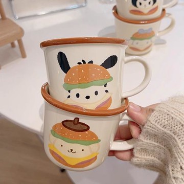 可愛ins涂鴉馬克杯大耳狗帕恰狗卡通咖啡杯早餐牛奶杯手繪水杯