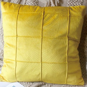 TROMSO 芬蒂巴黎格紋立體絨布抱枕  38 x 38cm  晨光黃
