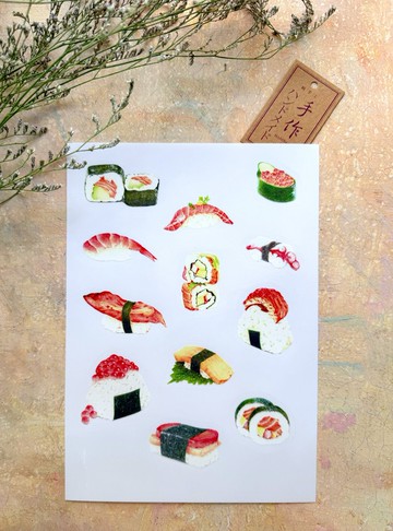 手繪美食插畫防水透明貼紙 日本料理篇 A5