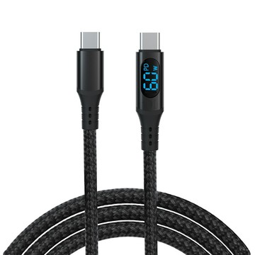 【蝦皮直營】TYPE-C to TYPE-C功率數顯60W編織PD快充數據充電線-100cm(U05CC) 廠商直送