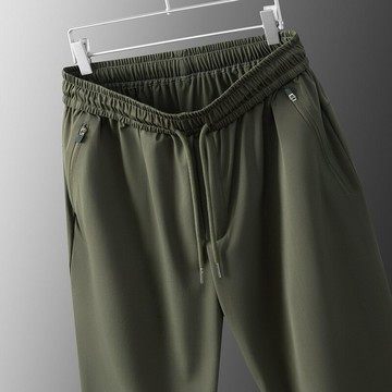 【新款熱賣】松緊腰運動休閑褲抗紫外線中青年男士直筒吸濕速干簡約冰絲長褲男