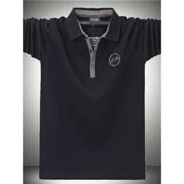 男裝純棉長袖T恤高品質中年商務款加肥加大碼上班寬松翻領polo衫