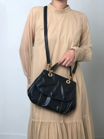 【日本直送 名牌中古包】CELINE  સેલિન (CELINE) 側背包 黑色 皮革 2way vintage 古董 uezhmr