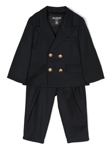 Balmain Kids - double-breasted suit - kids - Virgin Wool/Viscose/Elastane - 18 mth - Blue