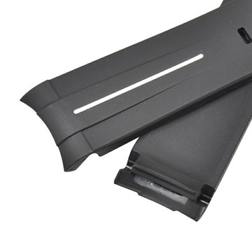 適配勞系列橡膠矽膠錶帶 高檔TPU男士手鍊防水弧形末端帶銀扣錶帶 20mm 21mm 22mm