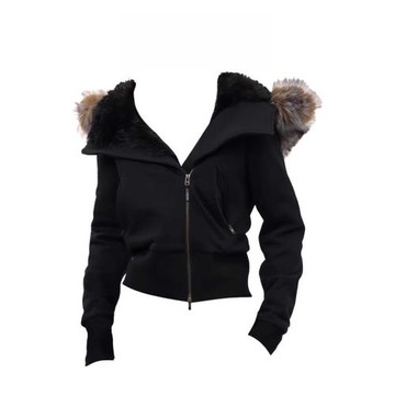 大碼胖mm辣妹風連帽毛領可拆卸短款外套女春秋時尚顯瘦設計感上衣