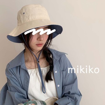 現貨帽子｜自帶防風繩漁夫帽 M9475 撞色 透氣 棉質 百搭 登山必備 戶外 遮陽漁夫帽 盆帽 素顏帽