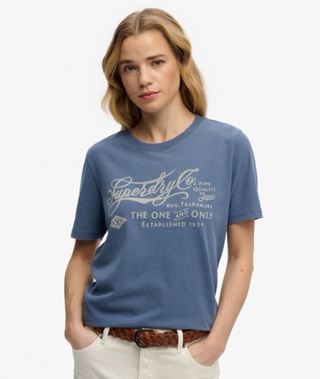 Superdry Women's Industry Workwear Relaxed T-shirt Blue Size: 4