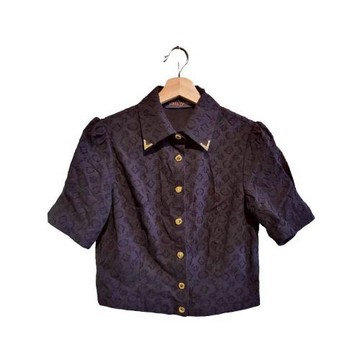 【二手精品 9.9成新】Louis Vuitton Monogram 緹花短袖襯衫(剪水洗標) 編號S372